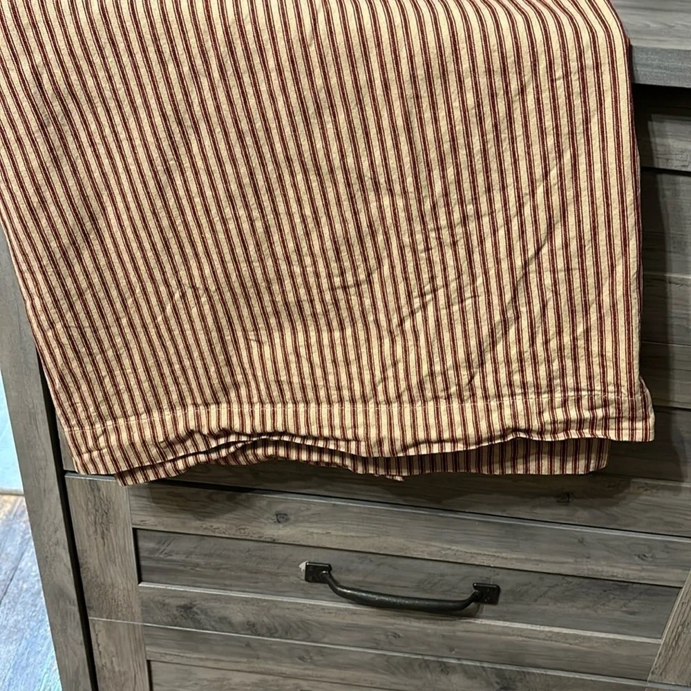 PRE OWNED Home Collection by Raghu York Ticking Barn Red & Nutmeg Shower Curtain